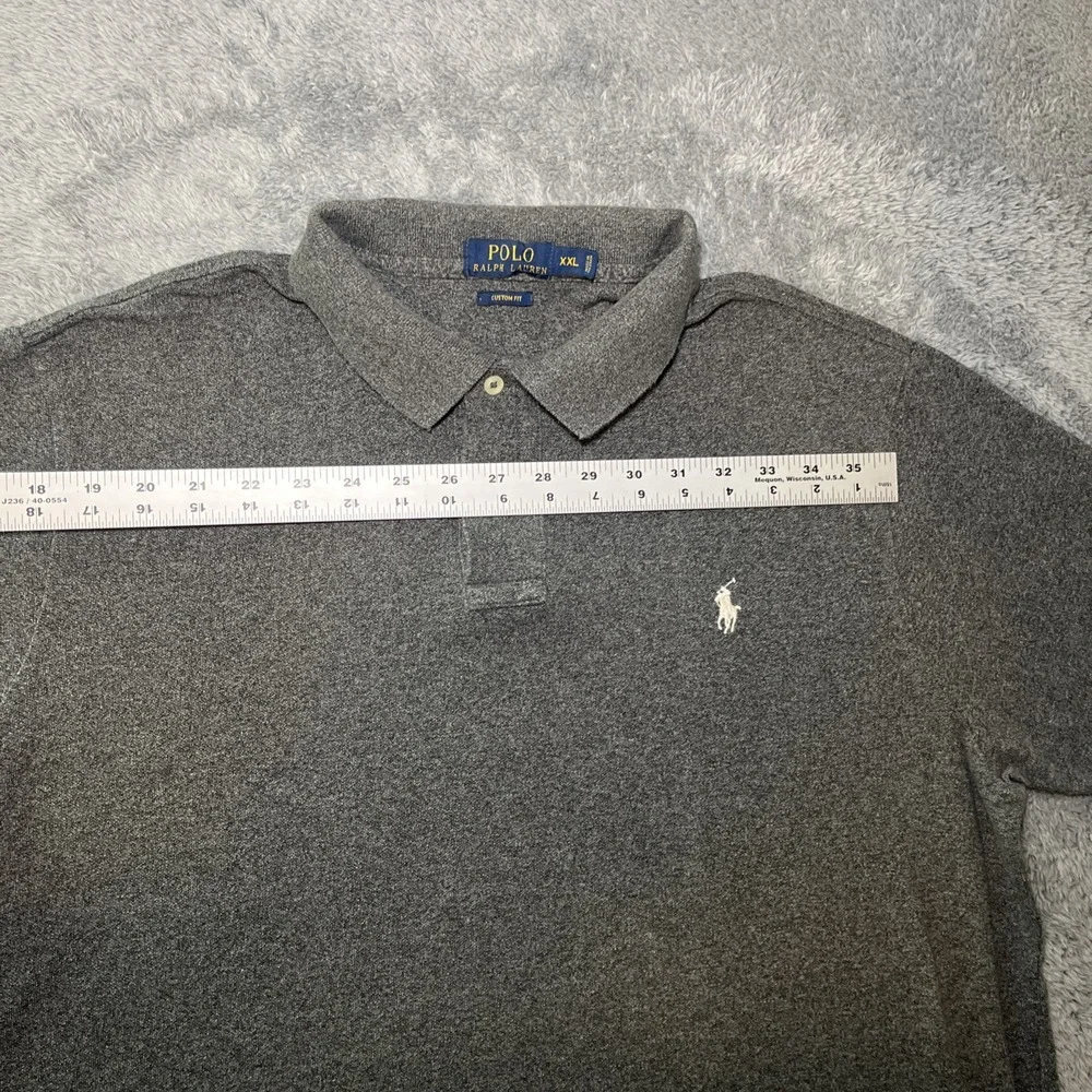 Polo Ralph Lauren Men's 2XL Custom Fit Grey Short Sleeve Shirt White Pony